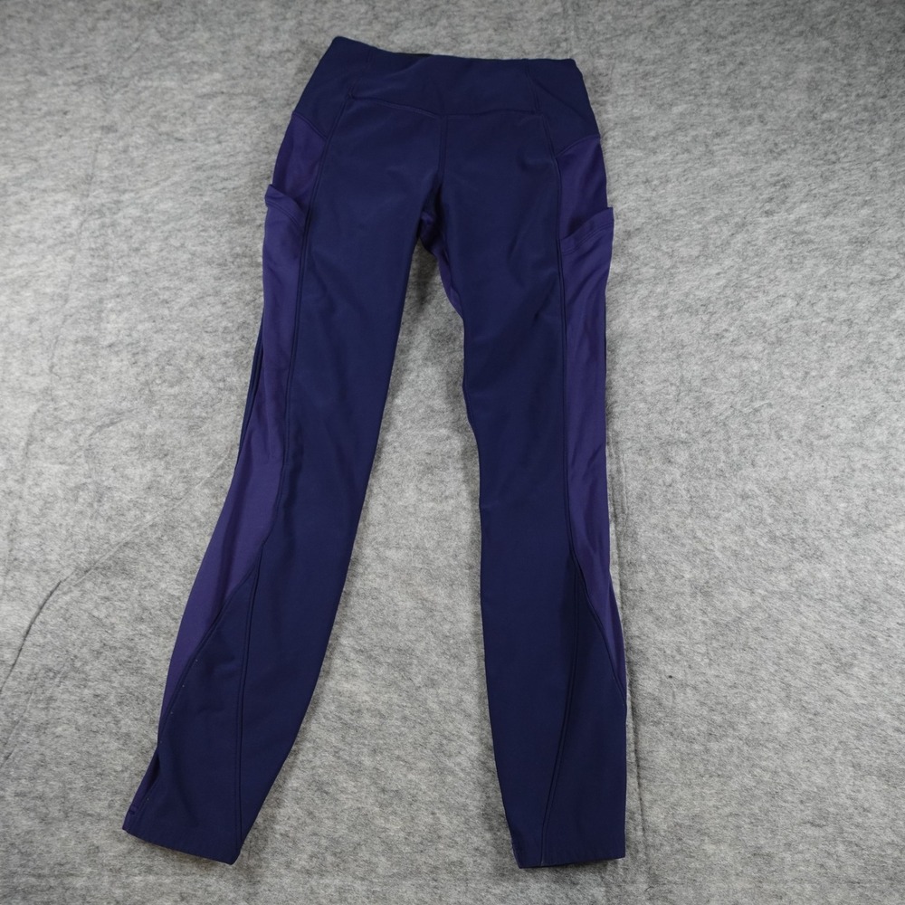 Lululemon Leggings Womens 4 Blue Fast Free High Rise Run Yoga Pockets Gym